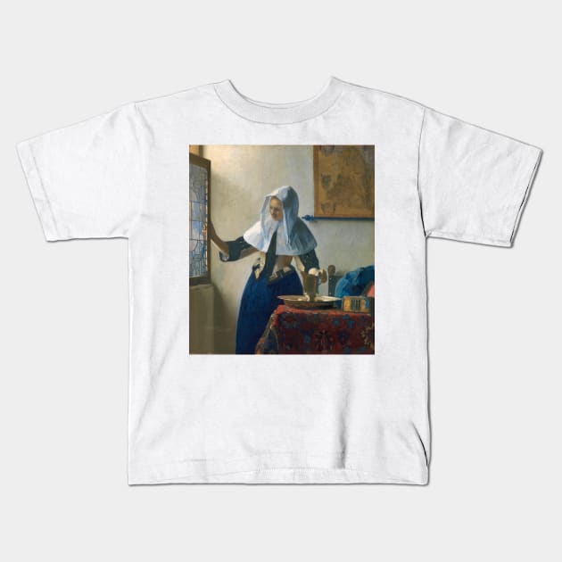 Young Woman with a Water Pitcher by Jan Vermeer Kids T-Shirt by Classic Art Stall